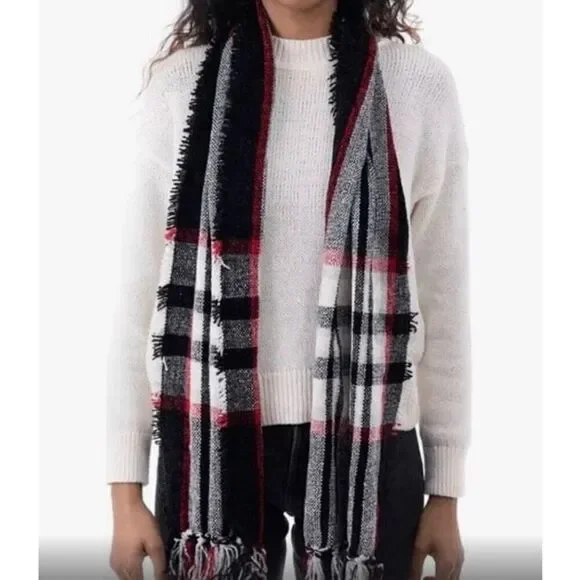 STYLE & CO. - NWT Macy's Soft Chenille Plaid Scarf w/Fringe - 64" x 13" - Picture 11 of 13